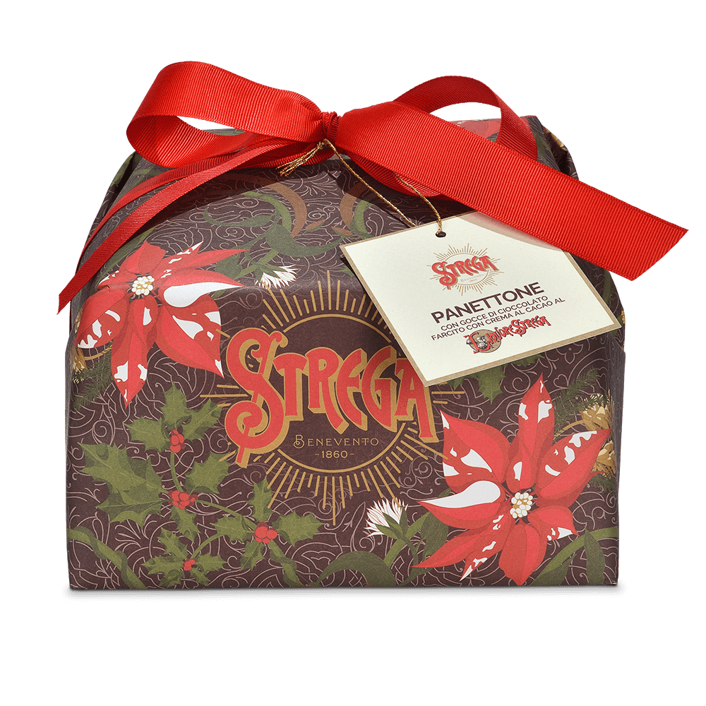 Panettone farcito con crema al cioccolato al Liquore Strega 1Kg 
