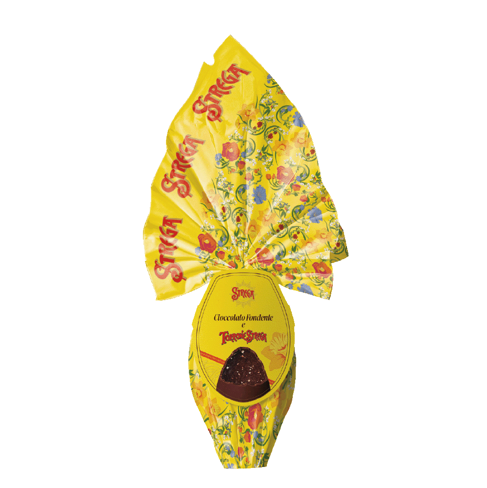 Uovo di cioccolato fondente con granella di  torrone Strega 300g